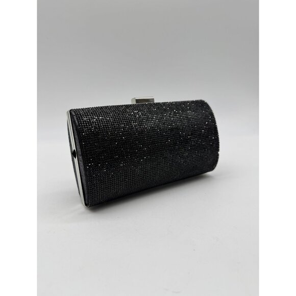 INC Ranndi embellished crystal women's clutch minaudiere evening bag - BLACK - Picture 4 of 9
